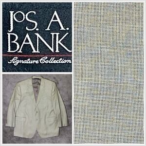 Jos A Banks Signature Men 50R Sport Coat Blazer 51%Silk 49%Wool Gray Houndstooth